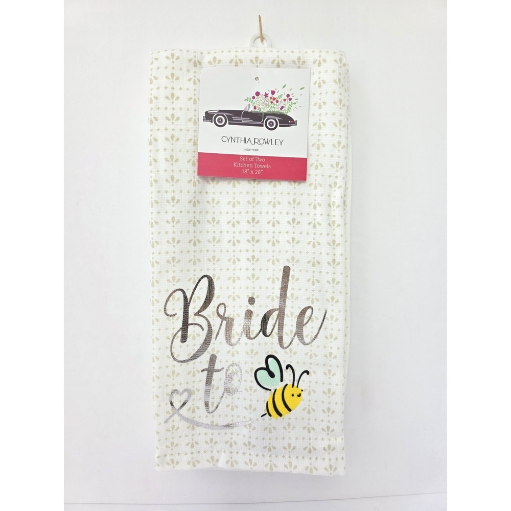 Cynthia Rowley kitchen‎ Towel pair Wedding Bride to Be NWT Bee Wedding
